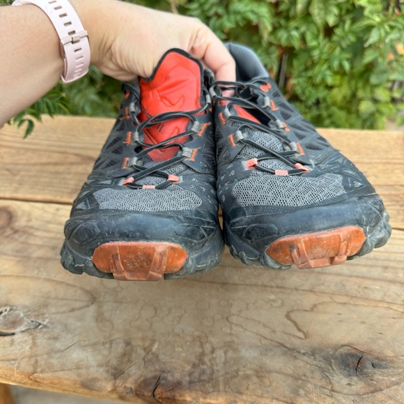 LA SPORTIVA men bushido ii trail running shoe red orange gray black sz 12 hike - Picture 7 of 11